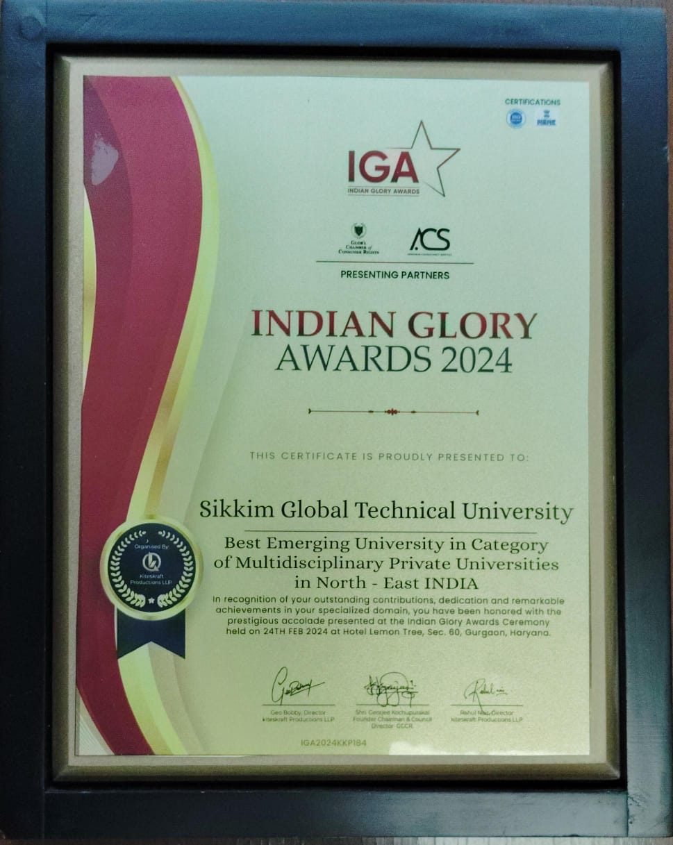 SGTU won Indian Glory Award 2024 under Best Emerging University Category